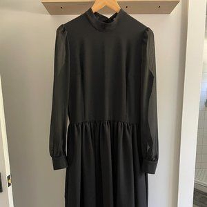 Black Dress Sheer Long Sleeve Witch Halloween Deandri Roselle/Nosferatu Size XL